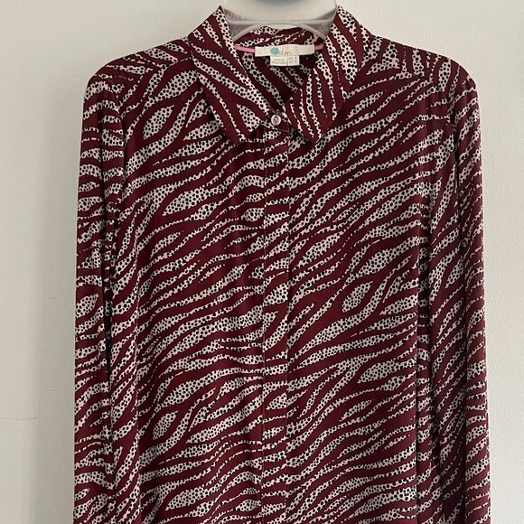 BODEN Silk Shirt, Maroon/White/Black, tiger print, S 4 - Picture 3 of 9